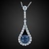 Round Sapphire Pendant in 18K White Gold image